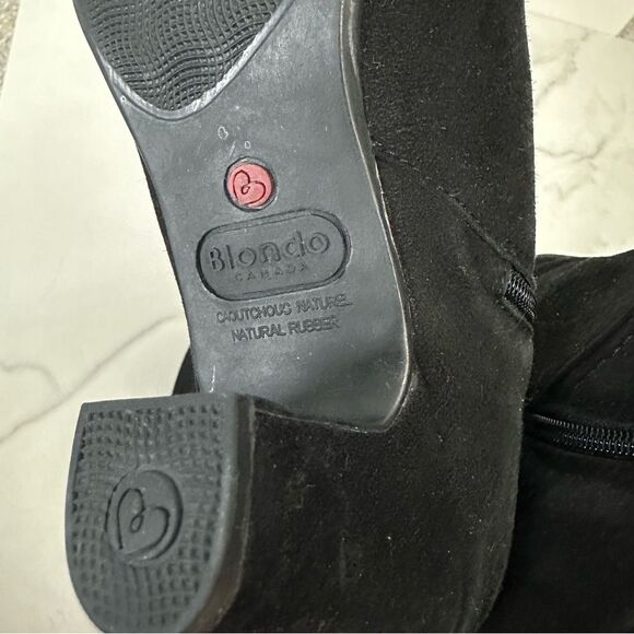 Blondo Black Valeska Slouchy Mid Calf Heeled Leather Boots Size 7.5 Classy - Picture 16 of 16